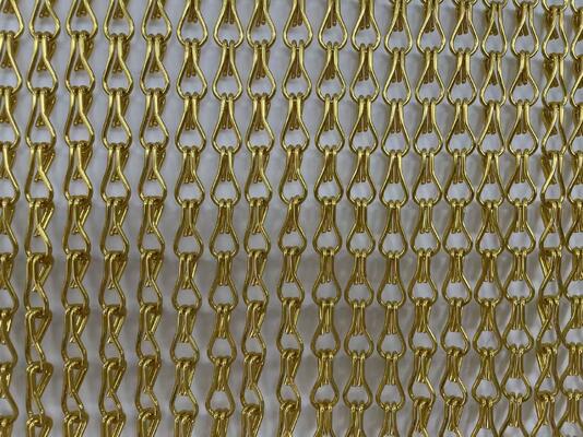 Gold eloxierte Aluminium-Hakenkette Metallvorhang mit gemischten Hakenstärken 1,5 1,6 2,0 mm in 6063 Legierung